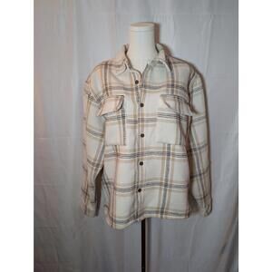 Pacsun NWT Women's Plaid Beige/Cream Shirt Jacket Size Medium